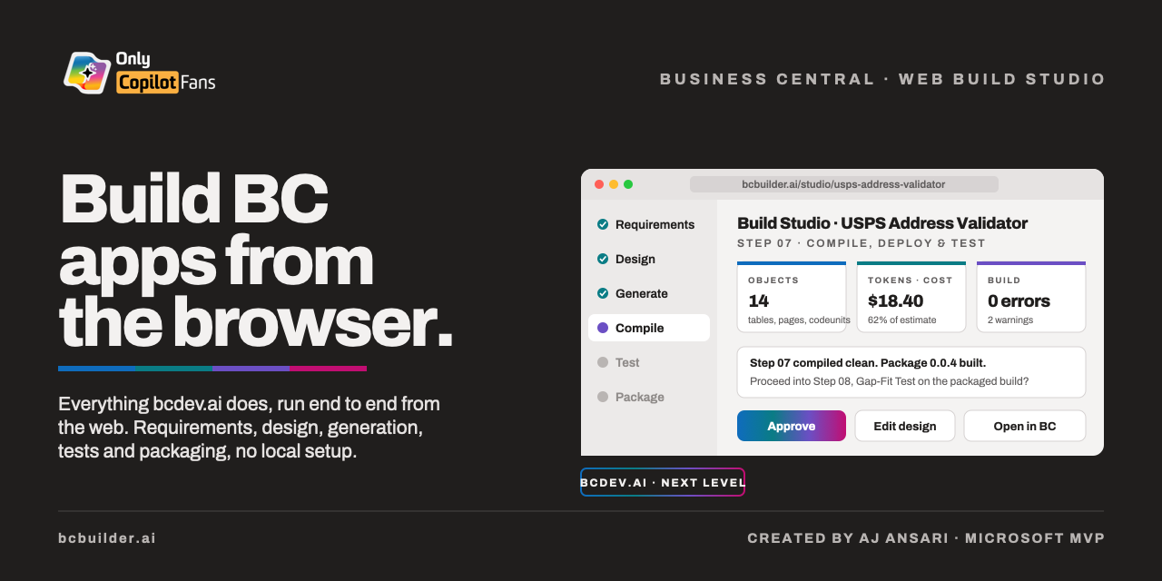 OnlyCopilotFans Business Central Web Build Studio banner